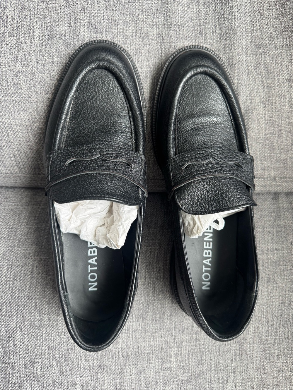 Black Leather Penny Loafers
